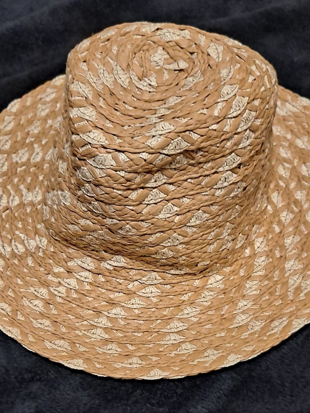 Women’s Braided Straw Sun Hat in Natural Beige and Cream